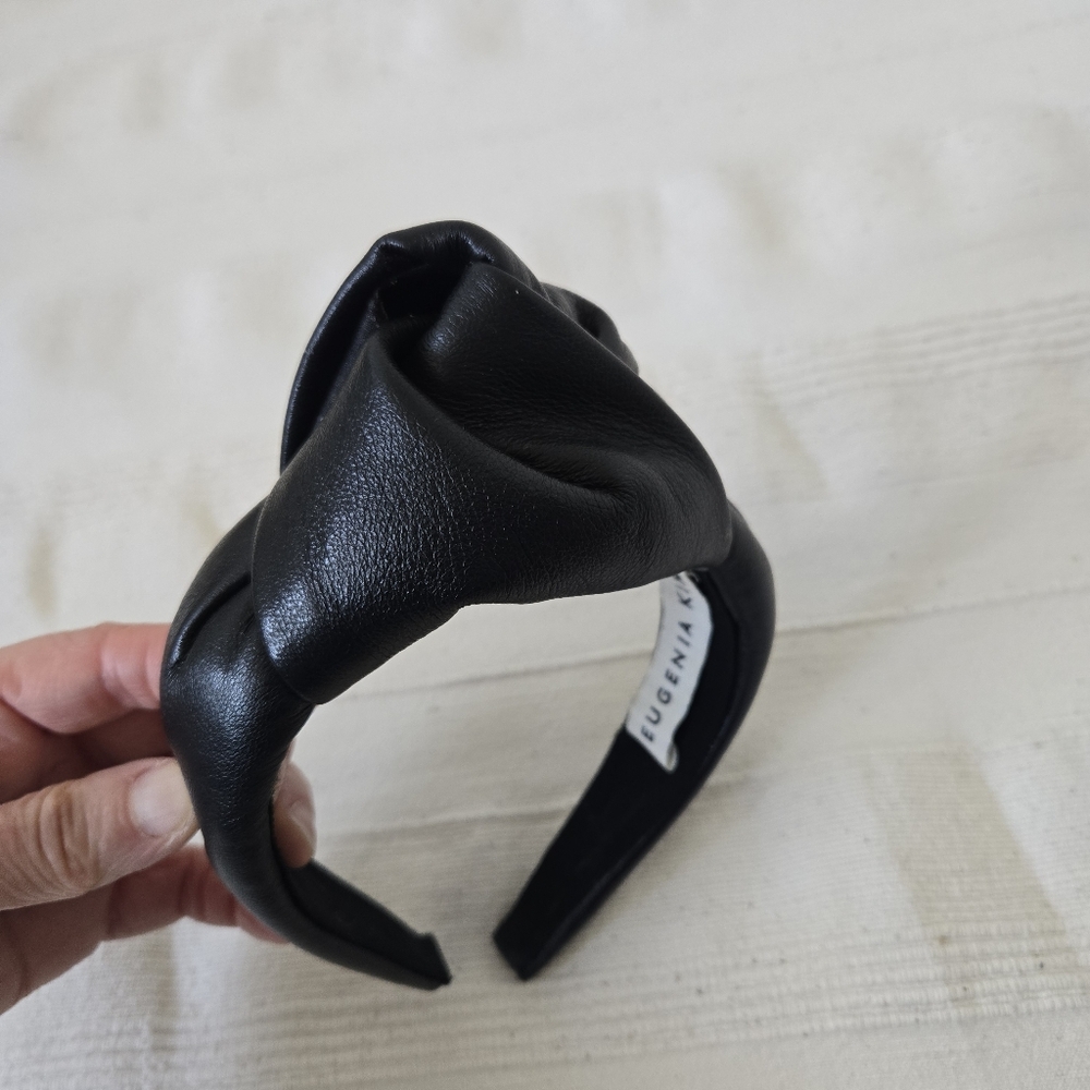Eugenia Kim Maryn Tall Knot Black Leather Headband Retro Rare - Picture 5 of 16